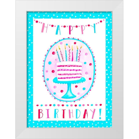 Happy Birthday White Modern Wood Framed Art Print by Tyndall, Elizabeth