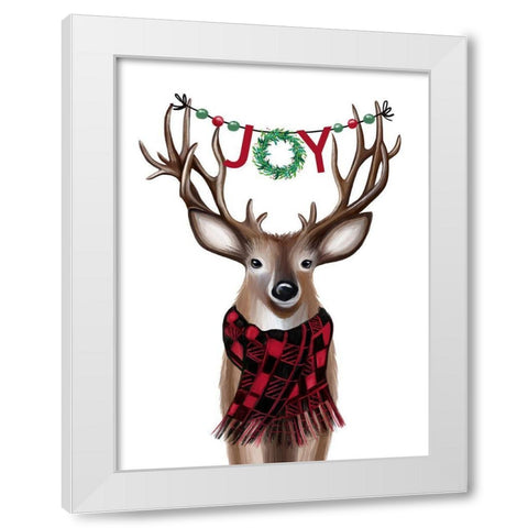 Joy Deer White Modern Wood Framed Art Print by Tyndall, Elizabeth