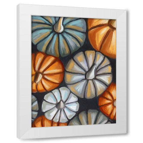 Fall Pumpkins White Modern Wood Framed Art Print by Tyndall, Elizabeth