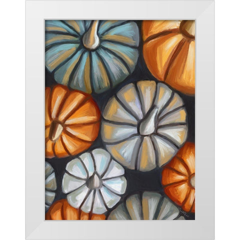 Fall Pumpkins White Modern Wood Framed Art Print by Tyndall, Elizabeth