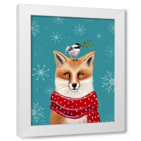 Holiday Fox White Modern Wood Framed Art Print by Tyndall, Elizabeth