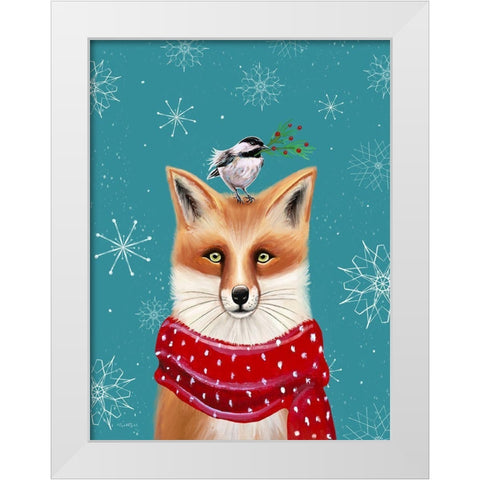 Holiday Fox White Modern Wood Framed Art Print by Tyndall, Elizabeth