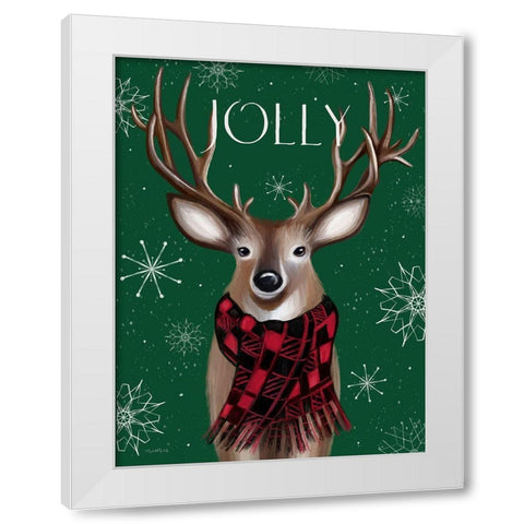 Jolly Reindeer White Modern Wood Framed Art Print by Tyndall, Elizabeth