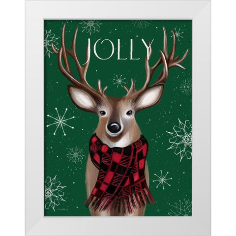 Jolly Reindeer White Modern Wood Framed Art Print by Tyndall, Elizabeth