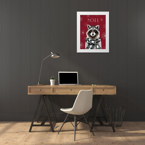 Noel Raccoon White Modern Wood Framed Art Print by Tyndall, Elizabeth