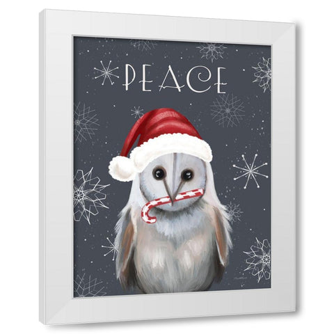 Peace Owl White Modern Wood Framed Art Print by Tyndall, Elizabeth