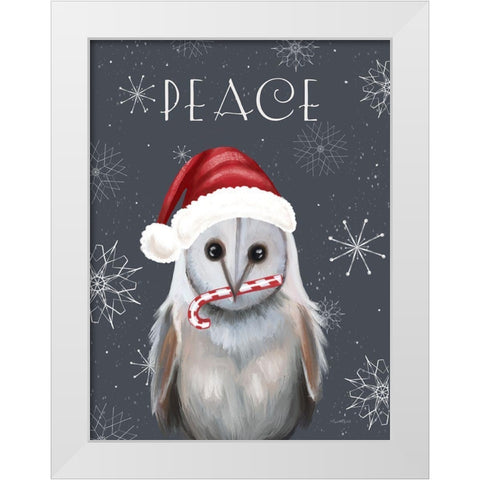 Peace Owl White Modern Wood Framed Art Print by Tyndall, Elizabeth
