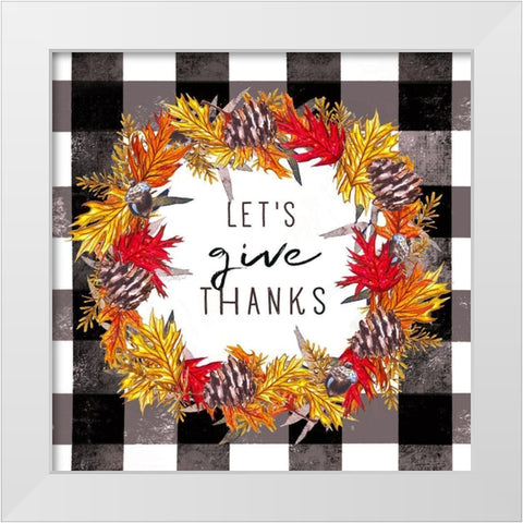 Give Thanks White Modern Wood Framed Art Print by Tyndall, Elizabeth