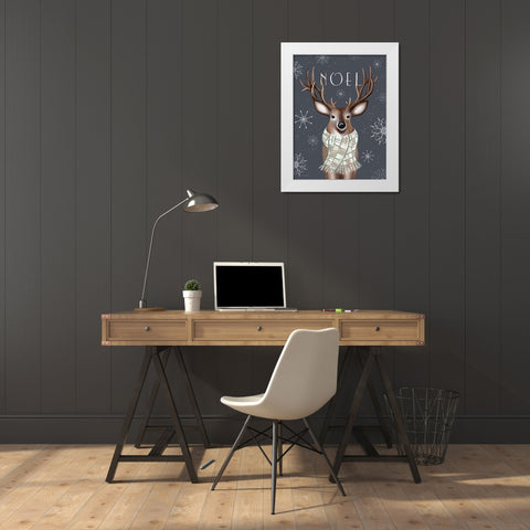 Noel Reindeer White Modern Wood Framed Art Print by Tyndall, Elizabeth