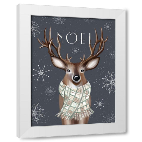 Noel Reindeer White Modern Wood Framed Art Print by Tyndall, Elizabeth