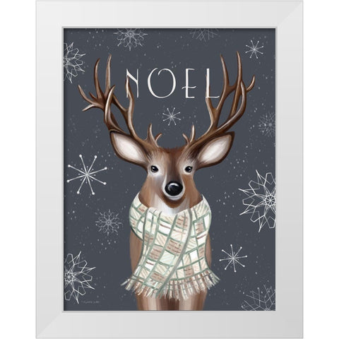 Noel Reindeer White Modern Wood Framed Art Print by Tyndall, Elizabeth