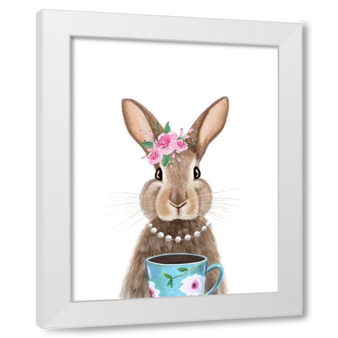 Quirky Rabbit White Modern Wood Framed Art Print by Tyndall, Elizabeth