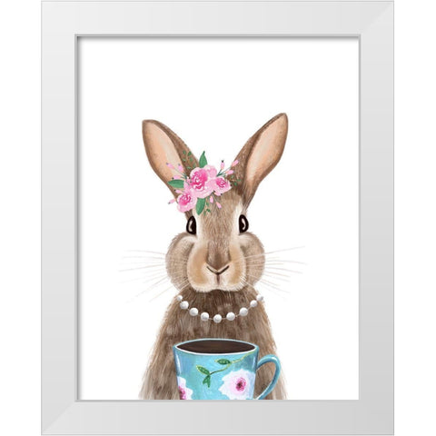 Quirky Rabbit White Modern Wood Framed Art Print by Tyndall, Elizabeth