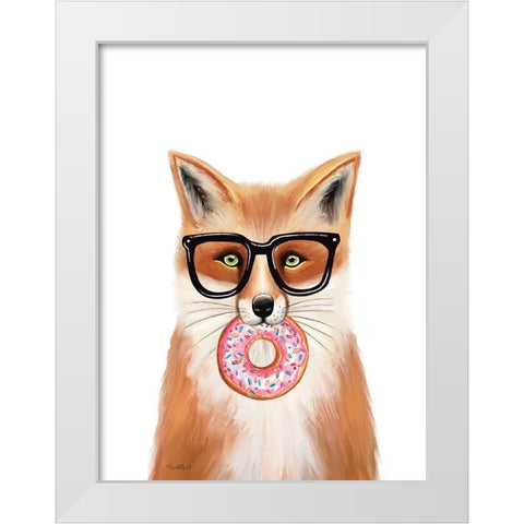 Quirky Fox White Modern Wood Framed Art Print by Tyndall, Elizabeth