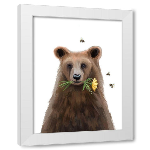 Quirky Bear White Modern Wood Framed Art Print by Tyndall, Elizabeth