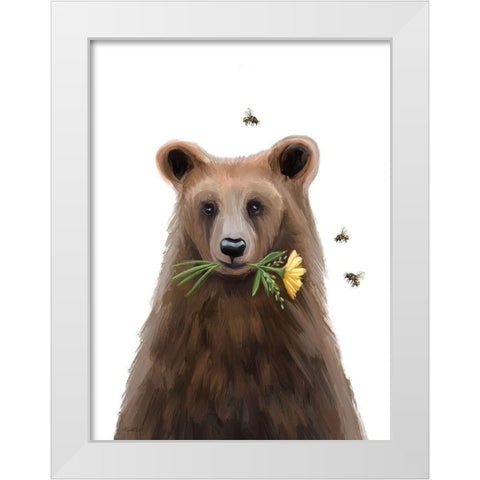 Quirky Bear White Modern Wood Framed Art Print by Tyndall, Elizabeth