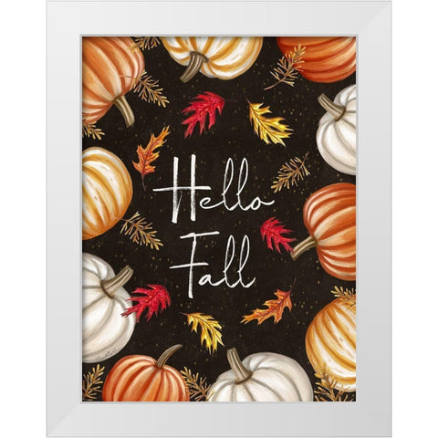 Hello Fall White Modern Wood Framed Art Print by Tyndall, Elizabeth