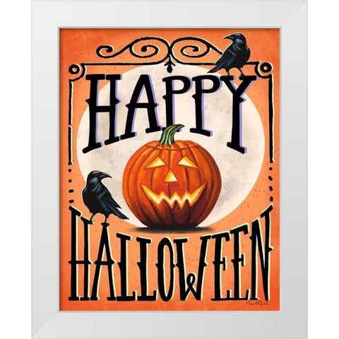 Happy Halloween White Modern Wood Framed Art Print by Tyndall, Elizabeth