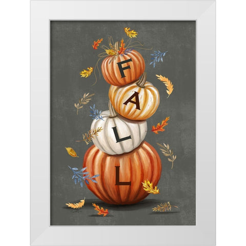 Fall Pumpkins White Modern Wood Framed Art Print by Tyndall, Elizabeth