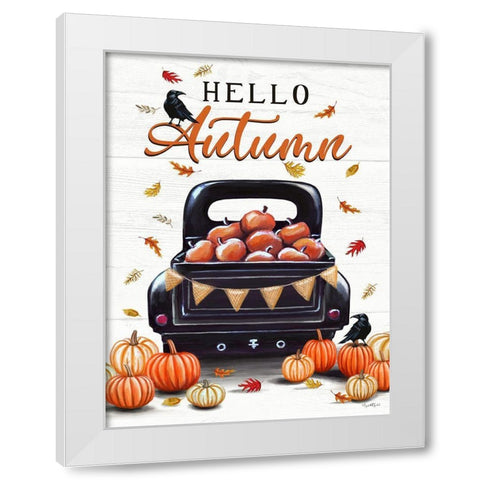 Hello Autumn White Modern Wood Framed Art Print by Tyndall, Elizabeth