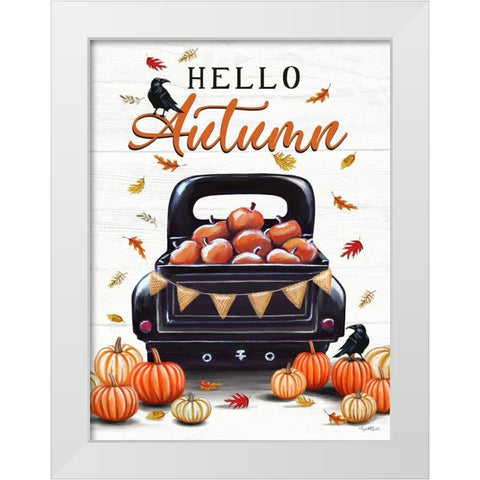 Hello Autumn White Modern Wood Framed Art Print by Tyndall, Elizabeth