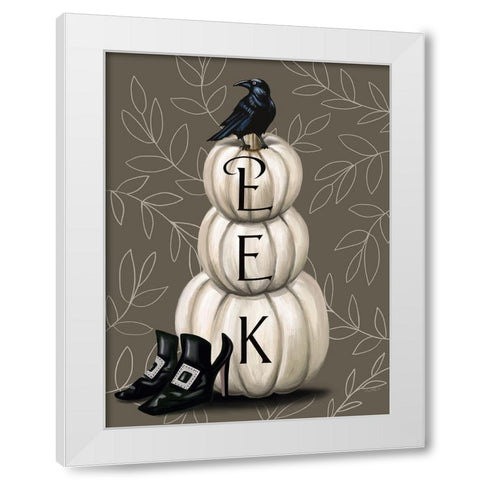 Eek Pumpkins White Modern Wood Framed Art Print by Tyndall, Elizabeth