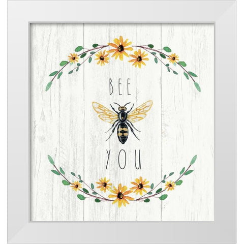 Bee You White Modern Wood Framed Art Print by Tyndall, Elizabeth