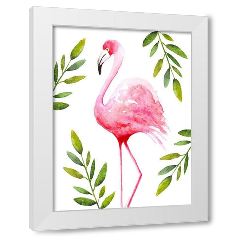 Flamingo I White Modern Wood Framed Art Print by Tyndall, Elizabeth