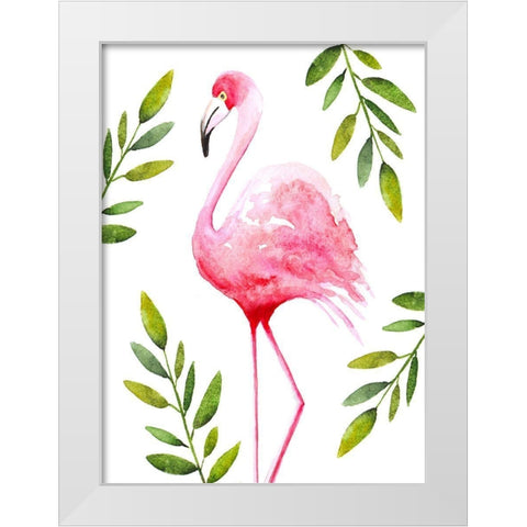 Flamingo I White Modern Wood Framed Art Print by Tyndall, Elizabeth