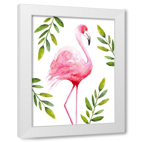 Flamingo II White Modern Wood Framed Art Print by Tyndall, Elizabeth