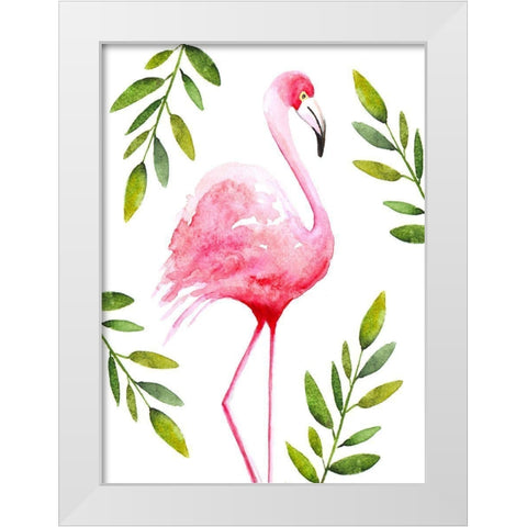 Flamingo II White Modern Wood Framed Art Print by Tyndall, Elizabeth