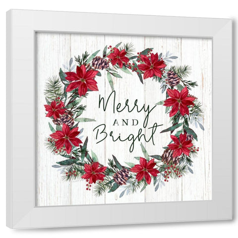 Merry Wreath White Modern Wood Framed Art Print by Tyndall, Elizabeth