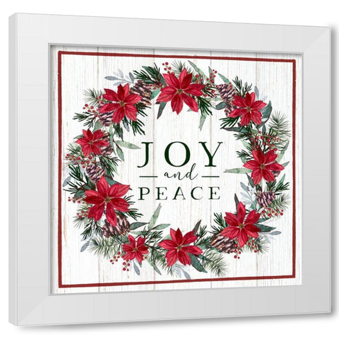 Joy and Peace Wreath White Modern Wood Framed Art Print by Tyndall, Elizabeth