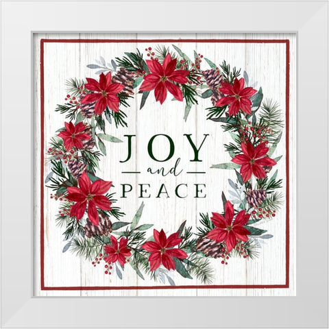 Joy and Peace Wreath White Modern Wood Framed Art Print by Tyndall, Elizabeth