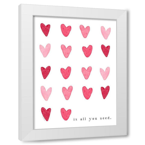 Hearts White Modern Wood Framed Art Print by Tyndall, Elizabeth