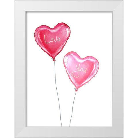 Heart Balloons White Modern Wood Framed Art Print by Tyndall, Elizabeth