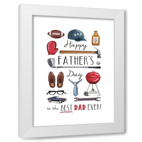 Fathers Day Icons White Modern Wood Framed Art Print by Tyndall, Elizabeth
