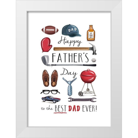 Fathers Day Icons White Modern Wood Framed Art Print by Tyndall, Elizabeth
