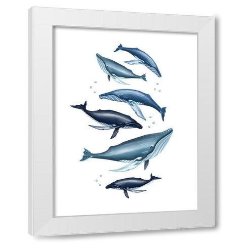 Whale Family White Modern Wood Framed Art Print by Tyndall, Elizabeth