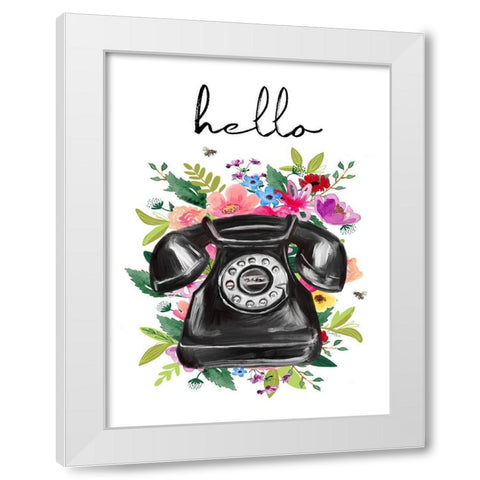 Hello Phone White Modern Wood Framed Art Print by Tyndall, Elizabeth