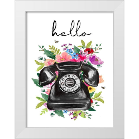 Hello Phone White Modern Wood Framed Art Print by Tyndall, Elizabeth