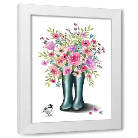 Rain Boots White Modern Wood Framed Art Print by Tyndall, Elizabeth