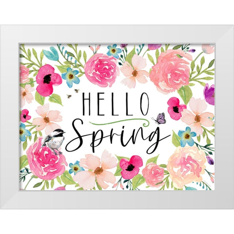 Hello Spring White Modern Wood Framed Art Print by Tyndall, Elizabeth