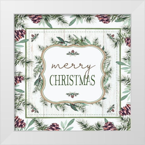 Merry Christmas White Modern Wood Framed Art Print by Tyndall, Elizabeth