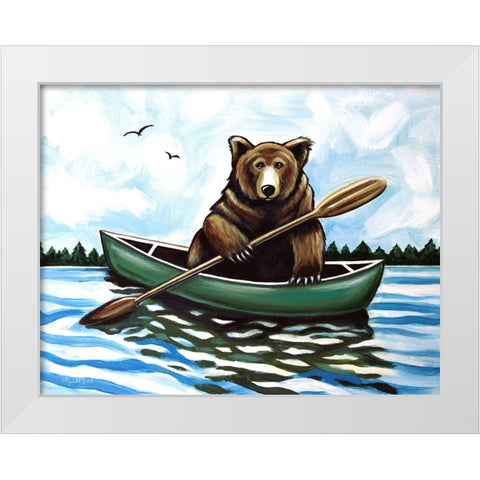 Bear in a Canoe II White Modern Wood Framed Art Print by Tyndall, Elizabeth