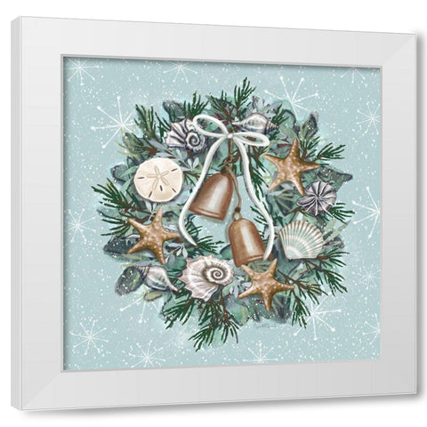 Coastal Christmas Wreath White Modern Wood Framed Art Print by Tyndall, Elizabeth