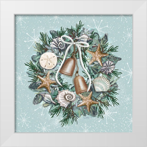 Coastal Christmas Wreath White Modern Wood Framed Art Print by Tyndall, Elizabeth