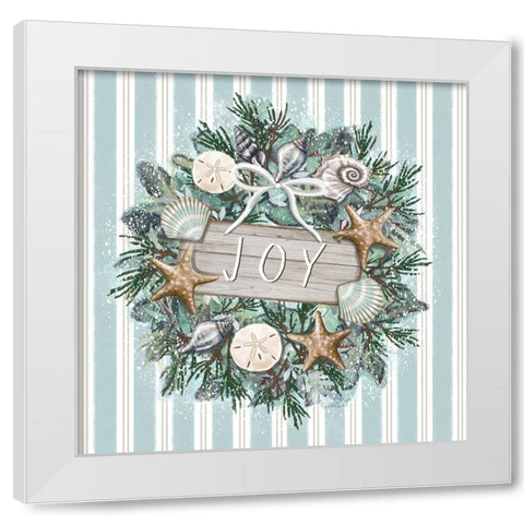 Coastal Christmas - Joy White Modern Wood Framed Art Print by Tyndall, Elizabeth