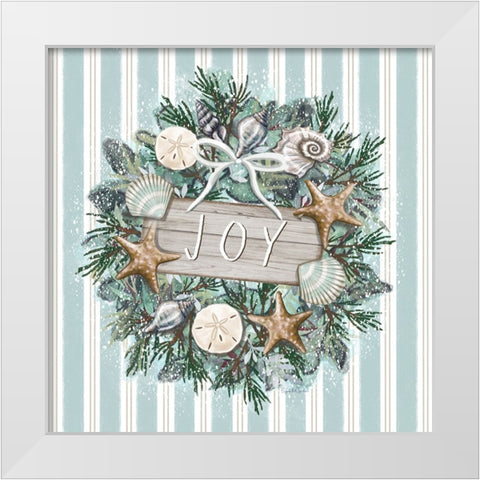 Coastal Christmas - Joy White Modern Wood Framed Art Print by Tyndall, Elizabeth