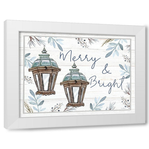 Merry and Bright White Modern Wood Framed Art Print by Tyndall, Elizabeth